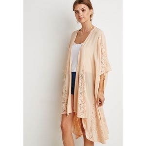 Forever 21 - Beige Lace Kimono Cardigan